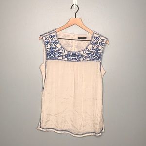 Great for summer! ivory boho embroidered tank sL